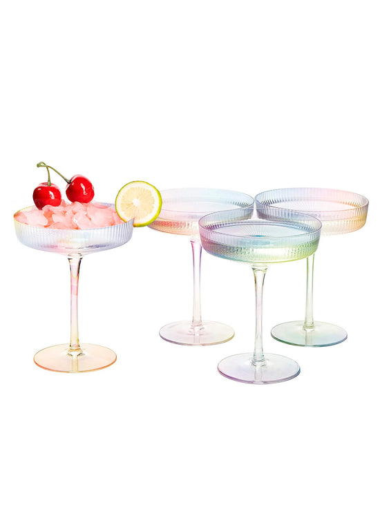 Set of 4 Ripple Ribbed Champagne Coupe