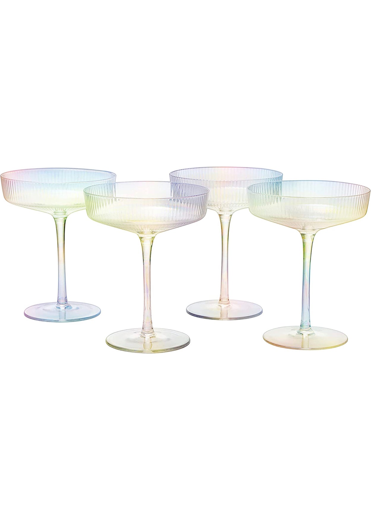 Set of 4 Ripple Ribbed Champagne Coupe