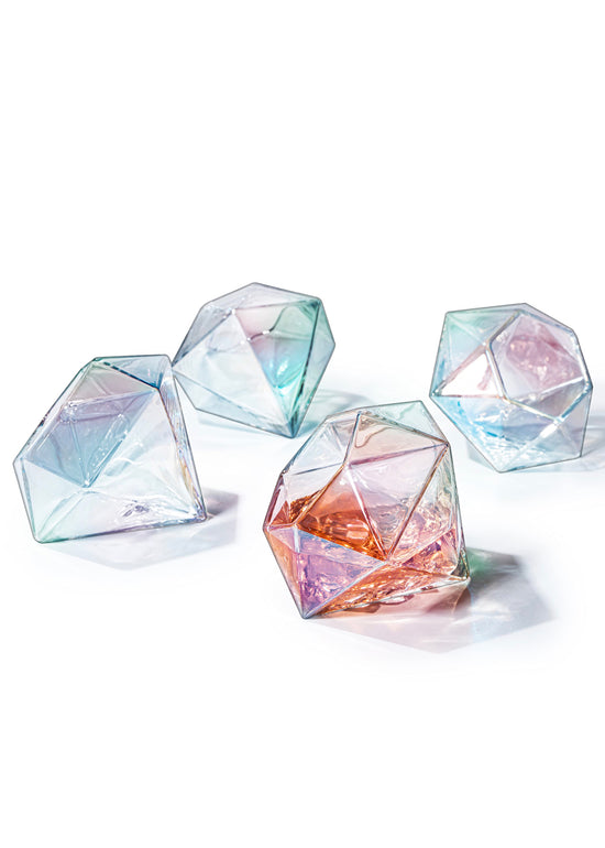 Set of 4 Iridescent Diamond 10oz Glasses